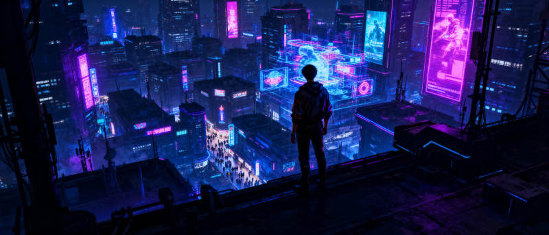 霓虹都市夜景图片