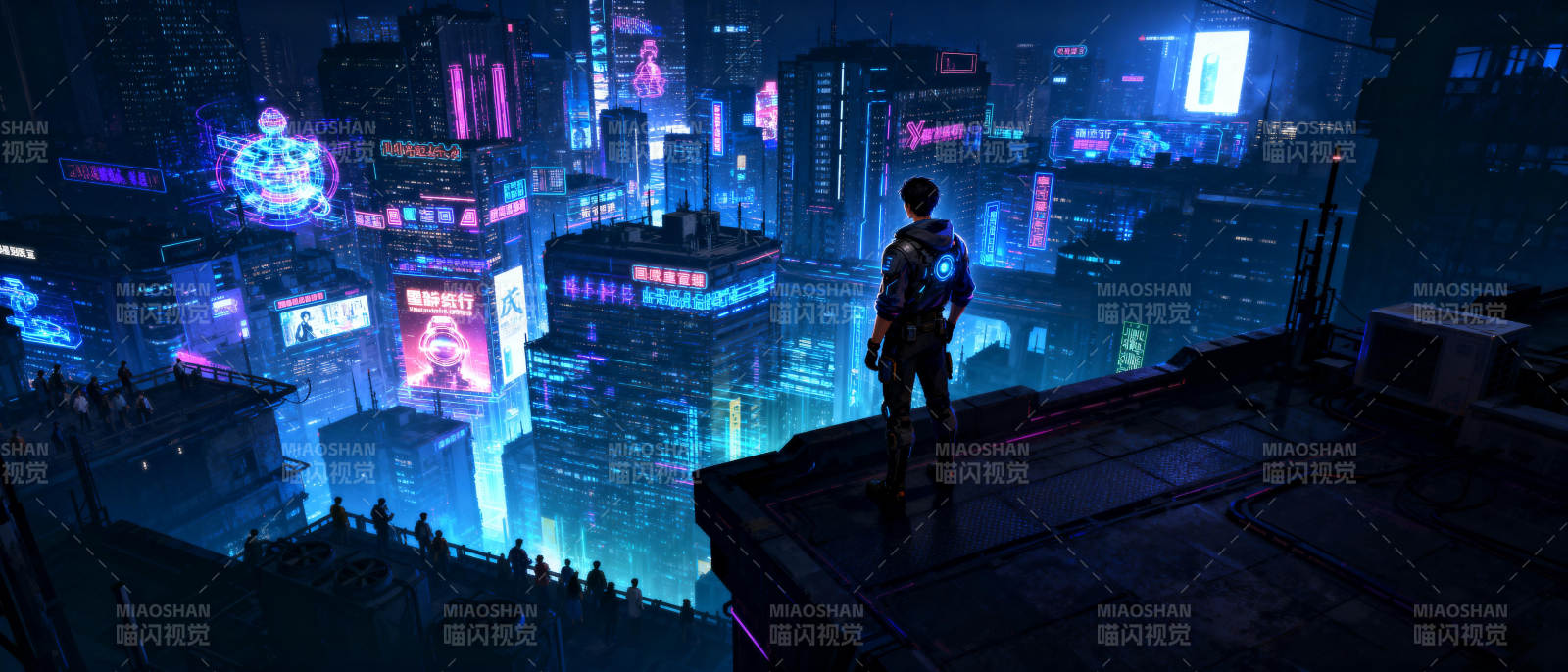 霓虹都市夜影图片