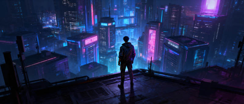 霓虹都市夜影图片