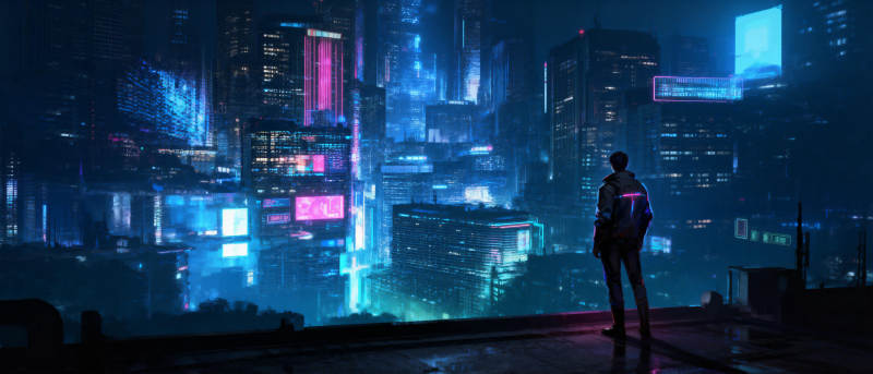 霓虹都市夜景图片