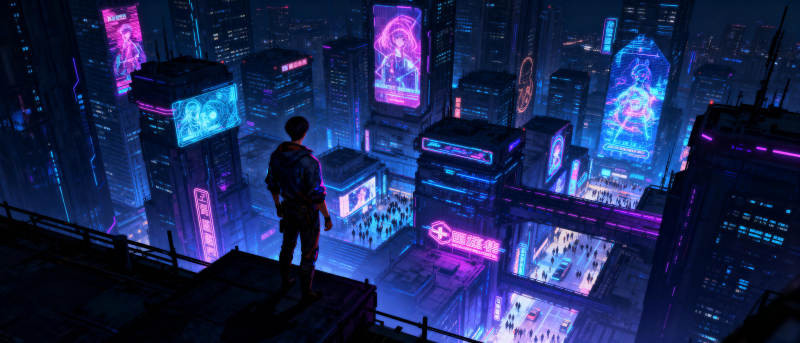 霓虹都市夜景图片