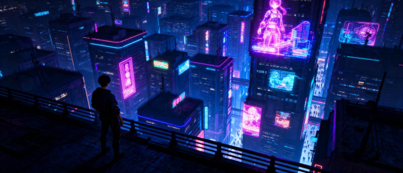 霓虹都市夜景图片