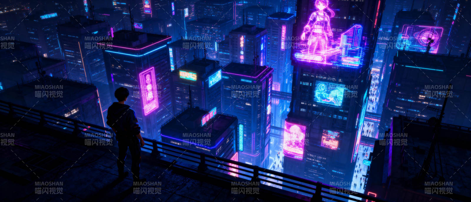 霓虹都市夜景图片