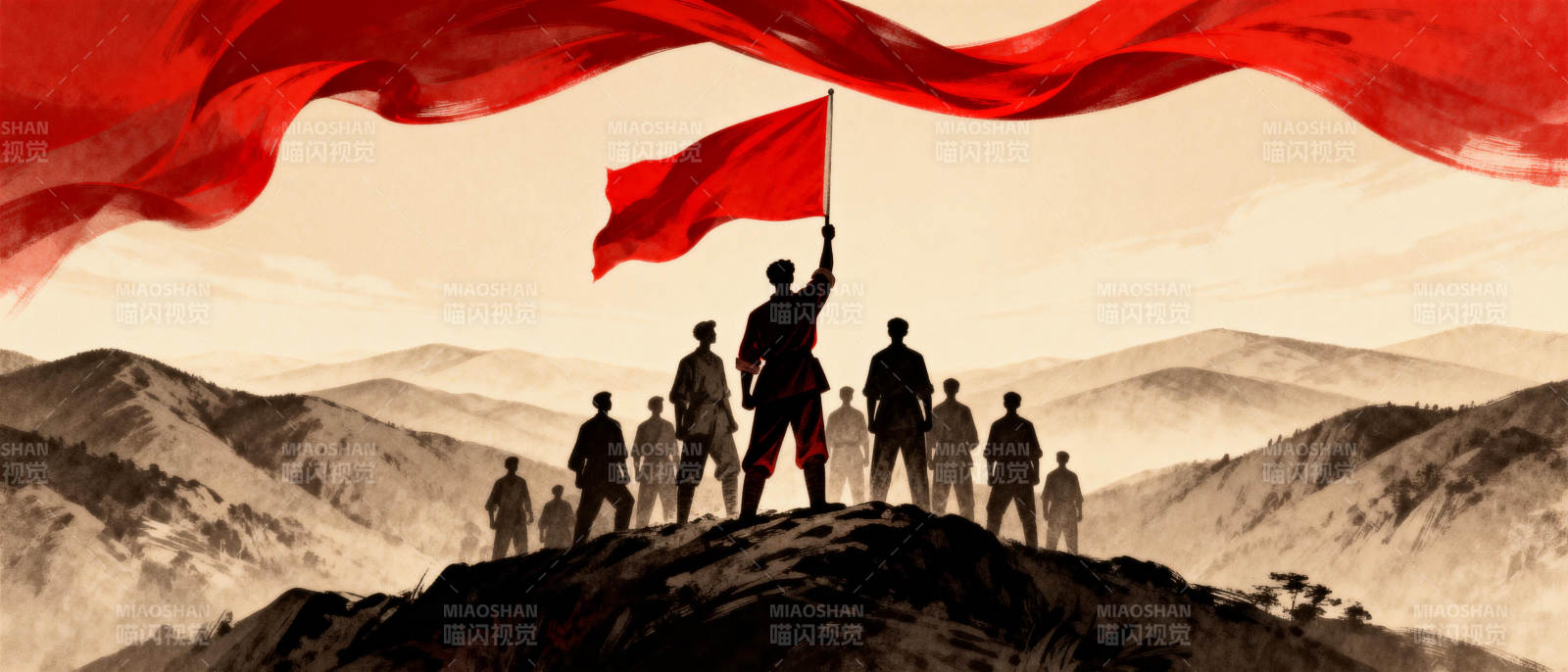 红旗漫卷山河壮图片