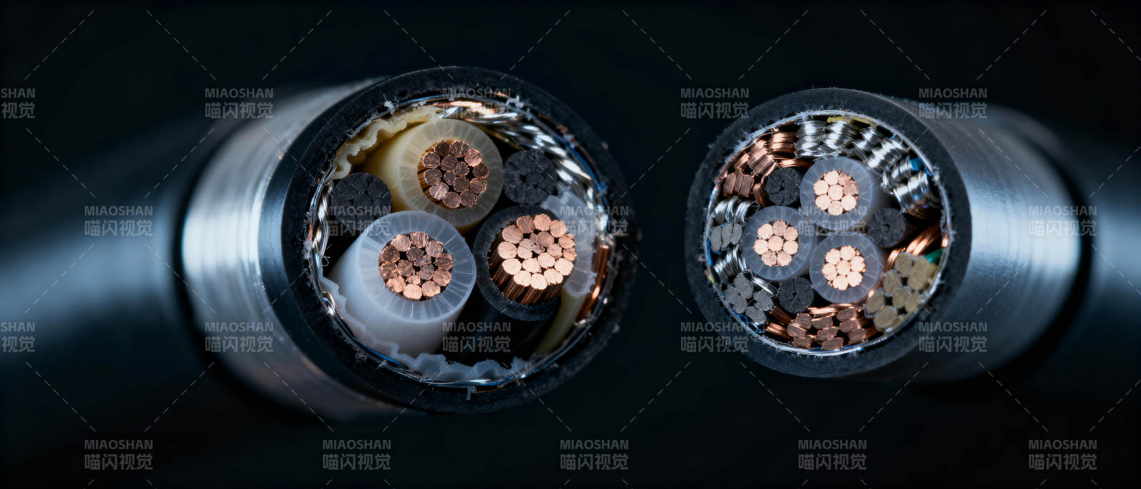 电缆内部结构特写图片