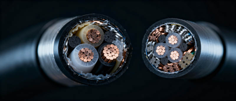 电缆内部结构特写图片