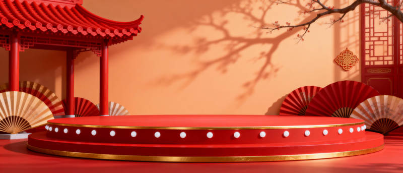 中式红亭舞台图片