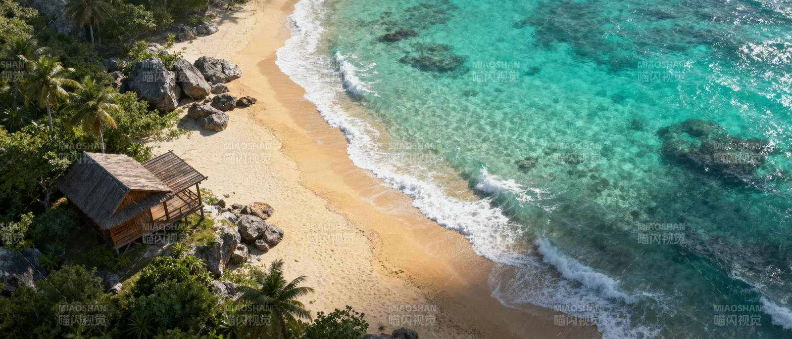 热带海滩小屋图片