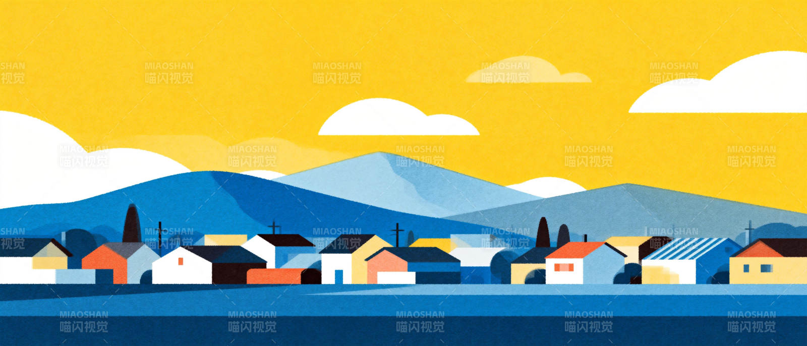 湖畔小镇风光图片