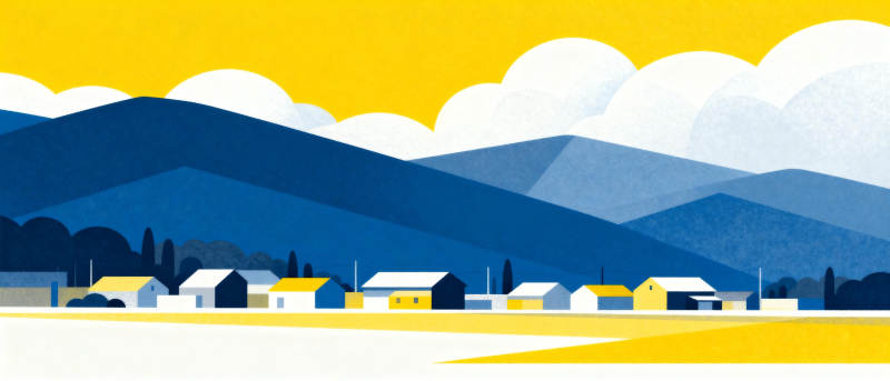 山间村落晨景图片