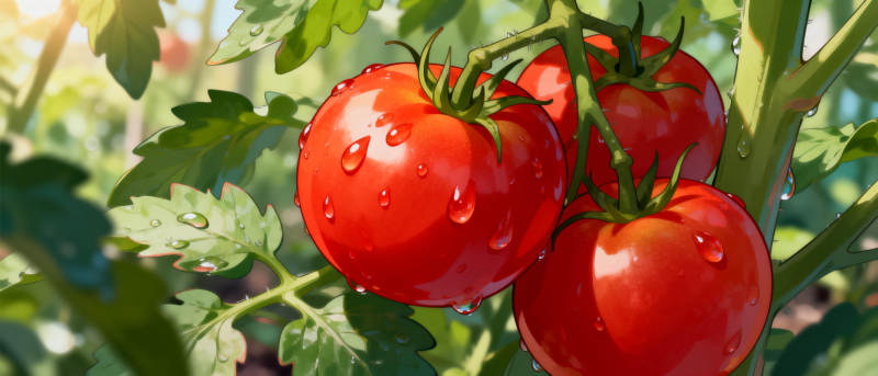 鲜红番茄挂枝头图片