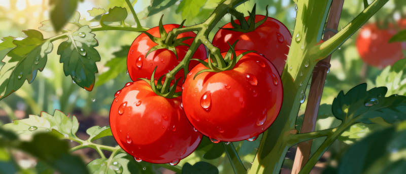 鲜红番茄挂枝头图片