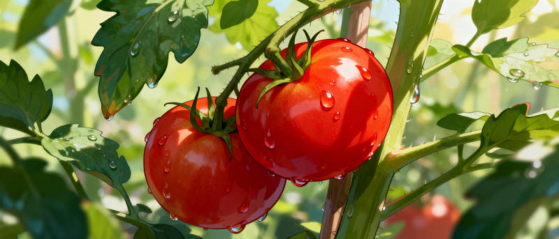 鲜红番茄挂枝头图片