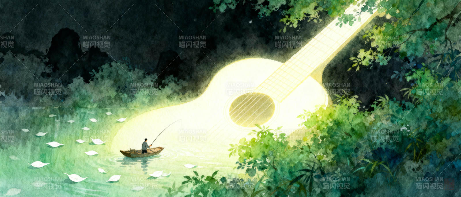 琴光泛舟图片