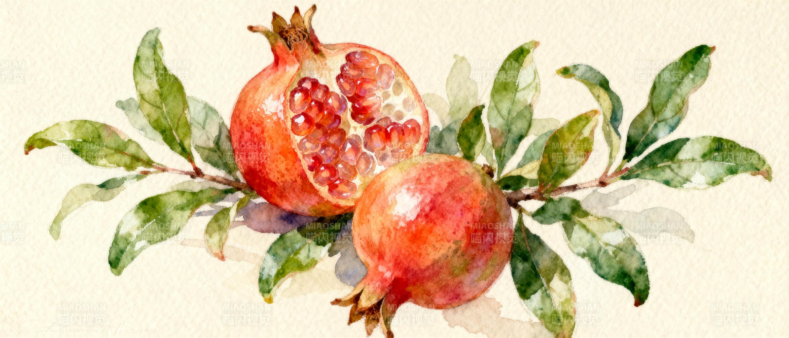 石榴枝头红果鲜图片