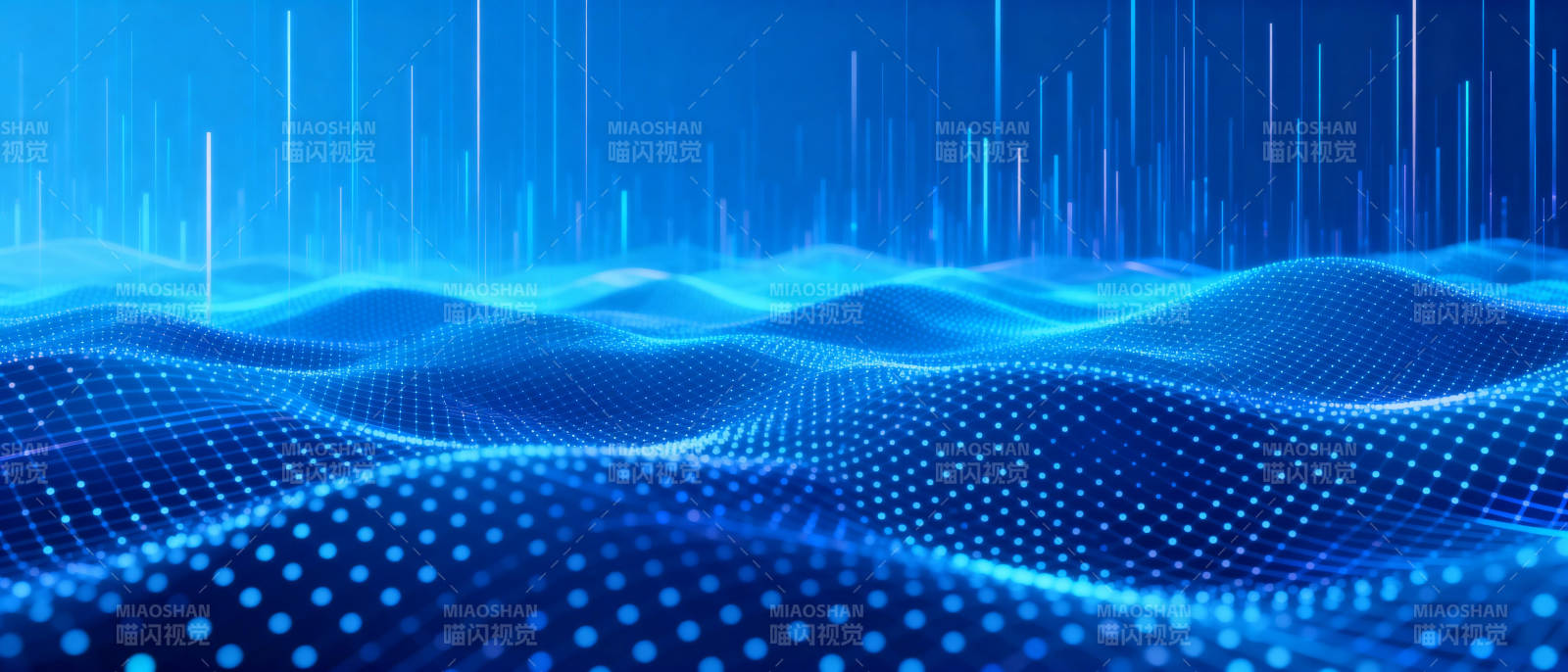 蓝色波浪数字世界图片