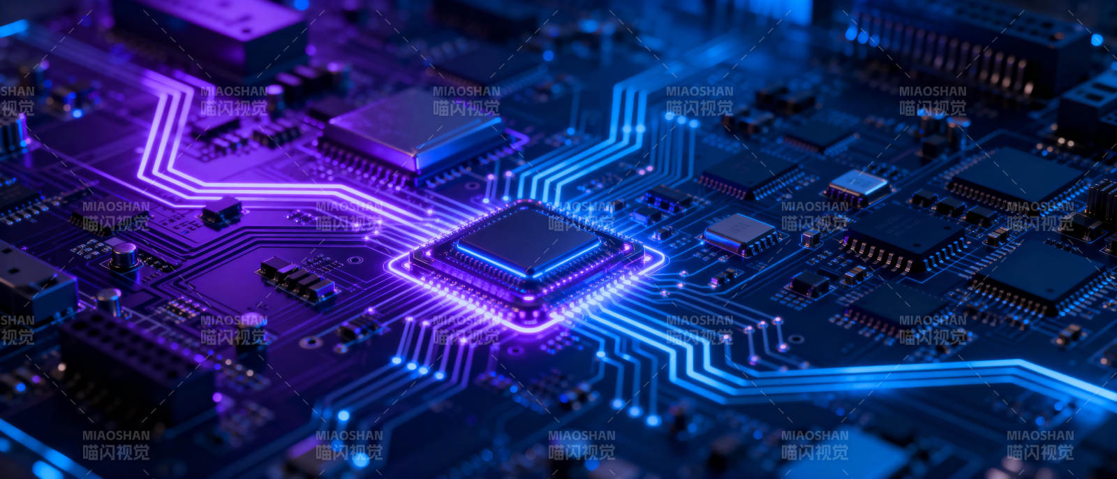 芯片电路发光图图片