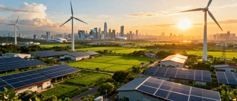 绿色能源城市风光图片