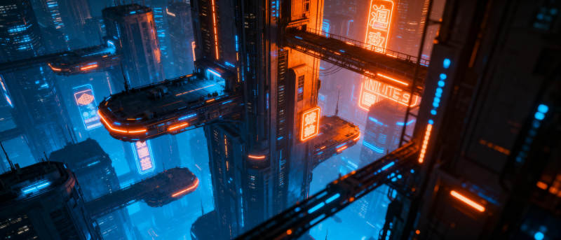 霓虹都市夜景图片