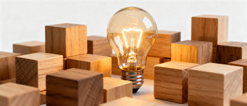 创意点亮木块世界图片