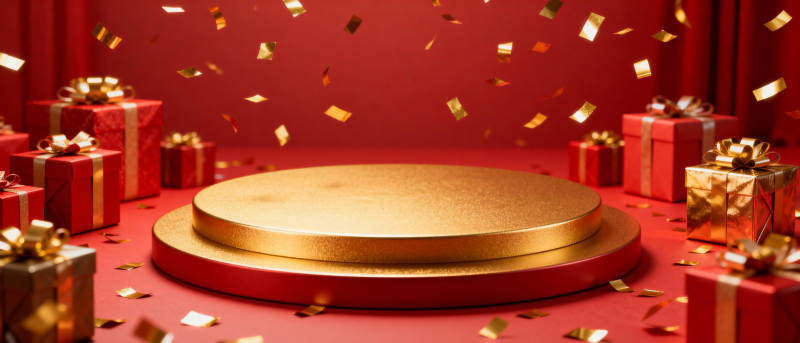 金色舞台礼盒纷飞图片
