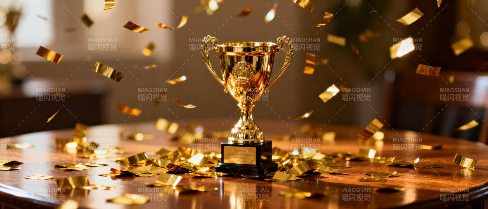 金杯闪耀 彩带飞舞图片