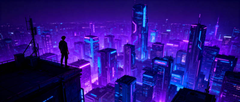 霓虹都市夜景图片