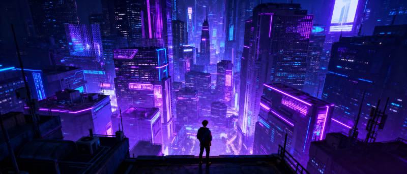 霓虹都市夜景图片