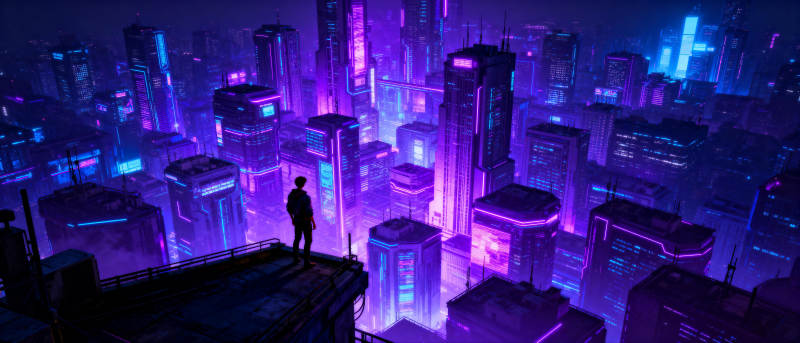 霓虹都市夜景图片