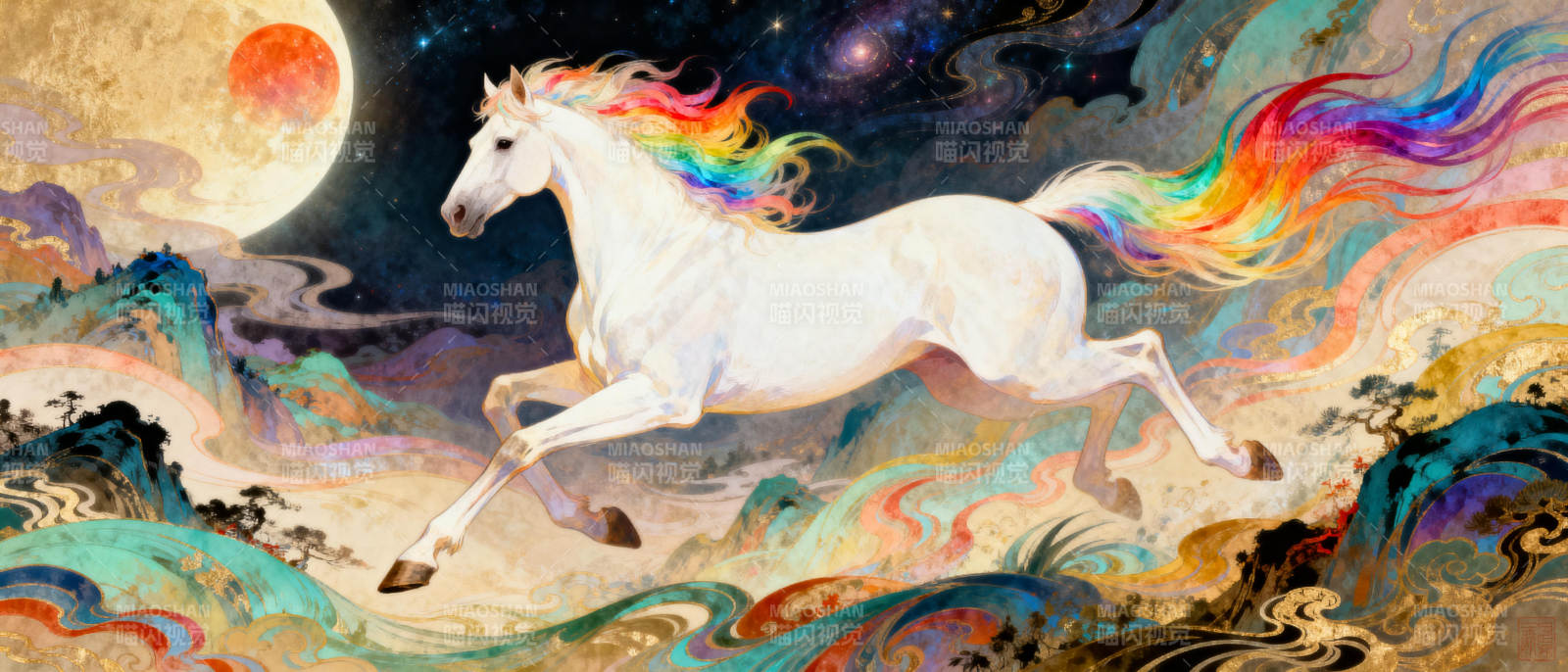 彩虹独角兽奔腾图片