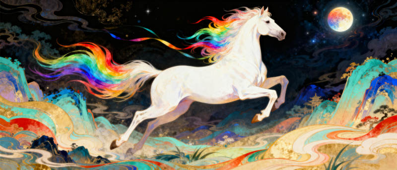 彩虹独角兽奔腾图片