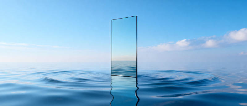 镜面海天一色图片