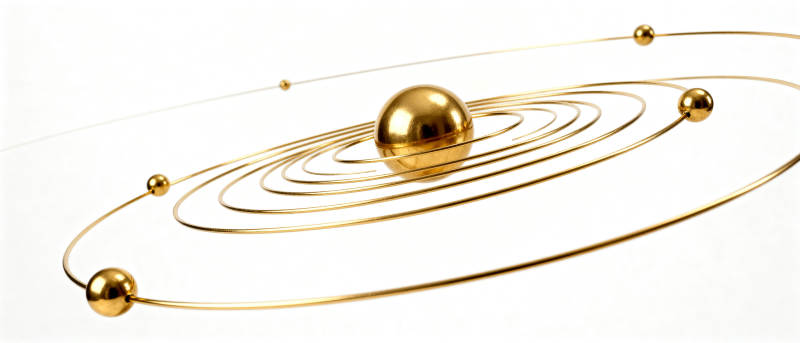 金色行星轨道模型图片