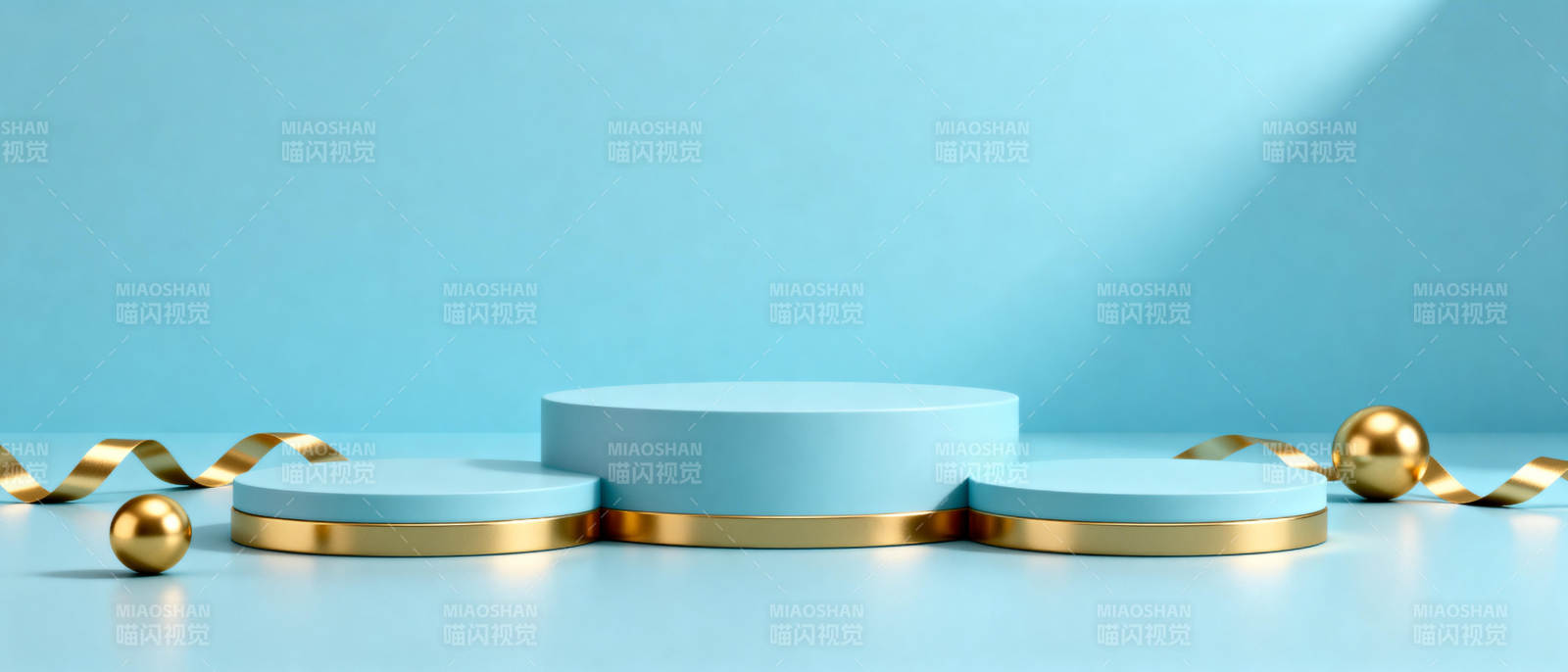 蓝金舞台简约风图片