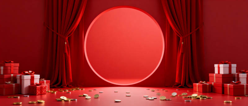 红色舞台礼盒环绕图片