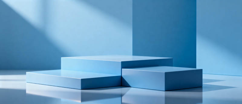 蓝色几何光影台图片