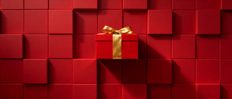 红色礼盒 金色丝带图片