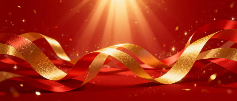 金色丝带闪耀光芒图片