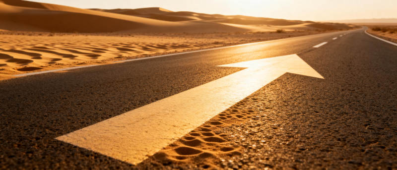 沙漠公路箭头图片