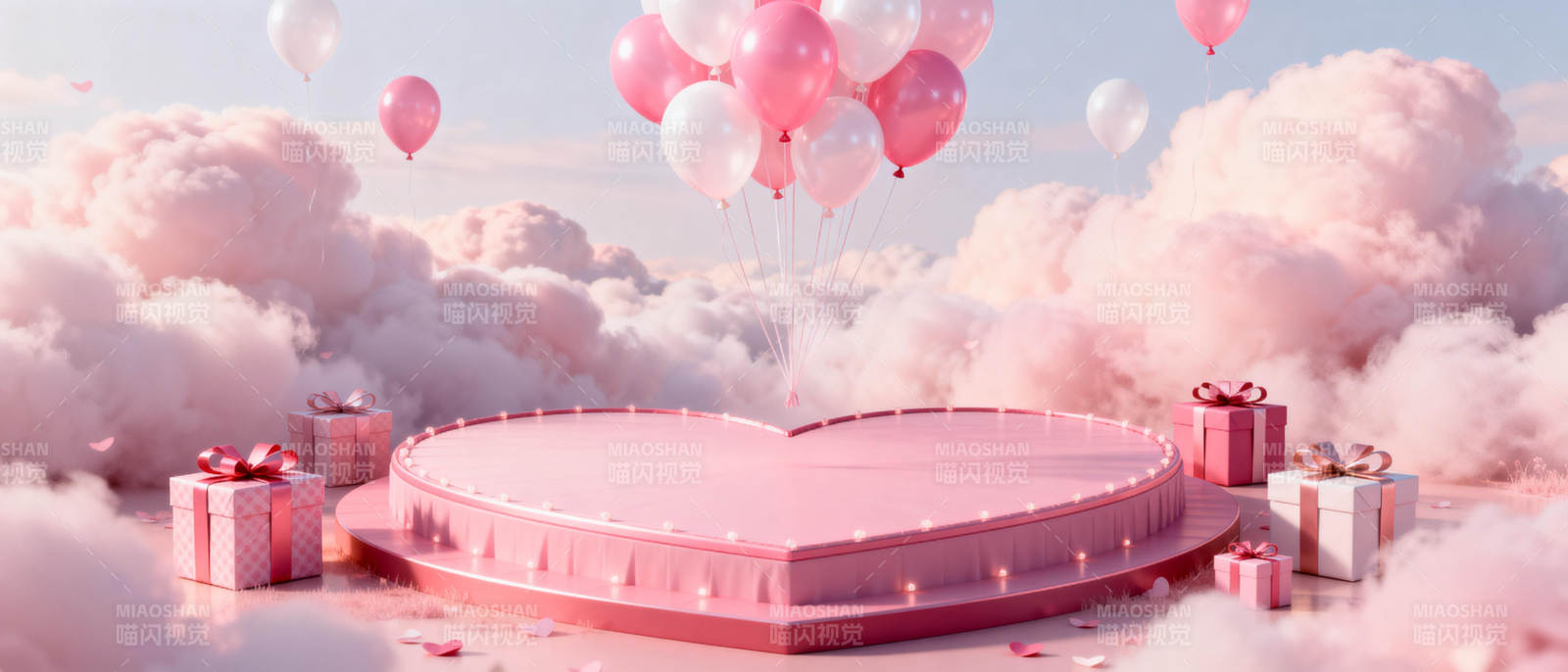 梦幻粉色心形舞台图片