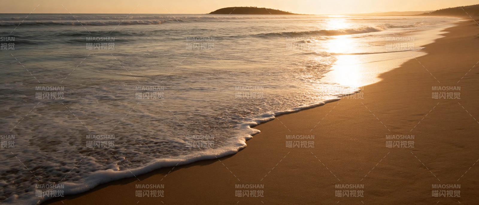 夕阳海滩美景图片