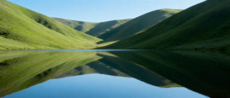 青山绿水映镜湖图片