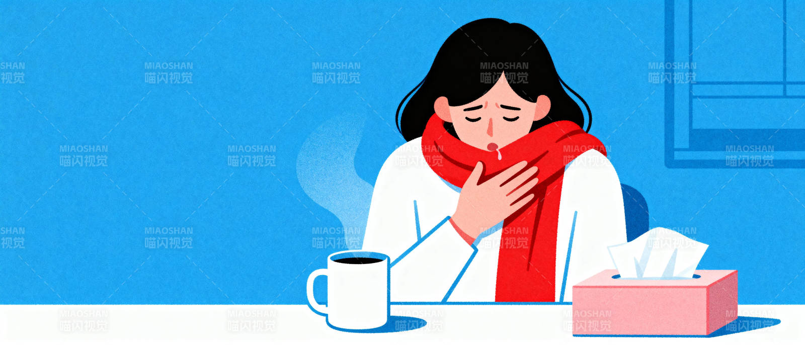 感冒中的女子图片