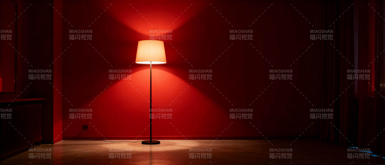 红墙孤灯静影图片