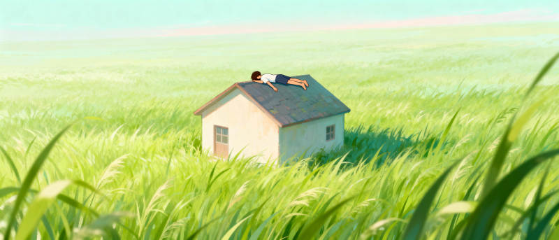 草屋卧人图图片