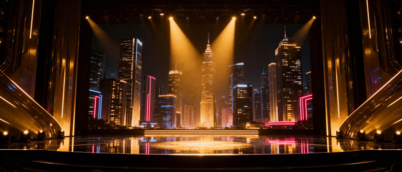 霓虹都市夜景图片