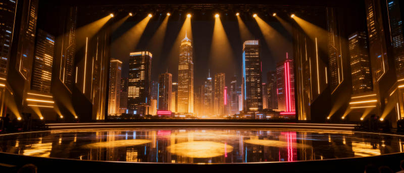 霓虹都市夜景舞台图片