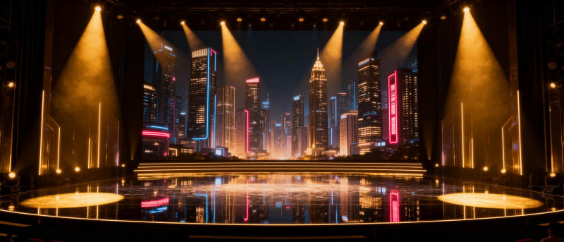 霓虹都市夜景舞台图片