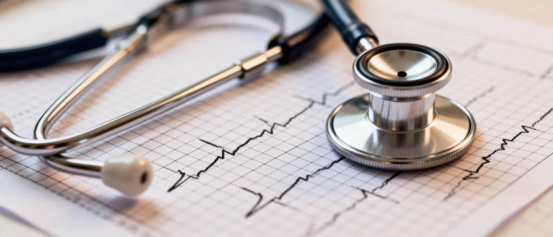 听诊器与心电图图片