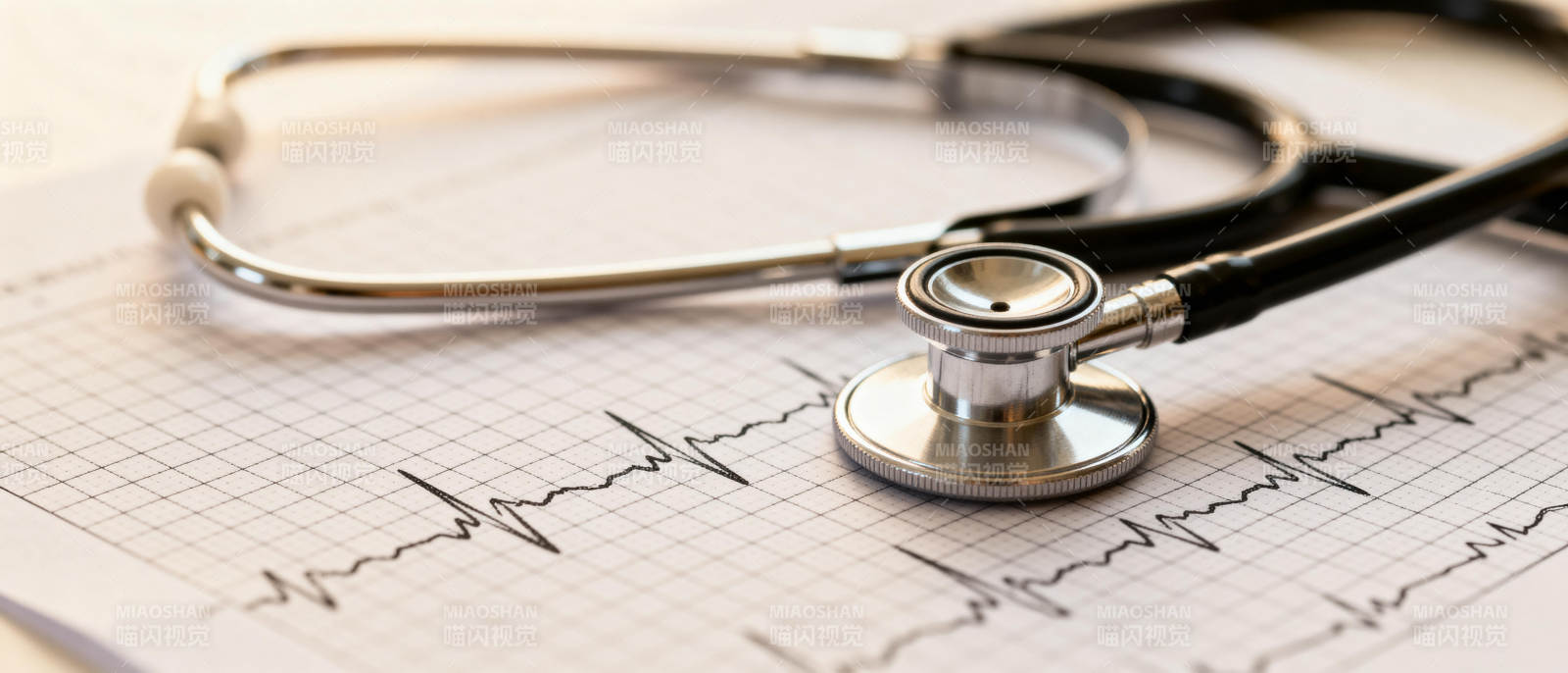 听诊器与心电图图片